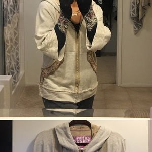 ISO- Free People 3/4 sleeve Zip up hoodie LARGE